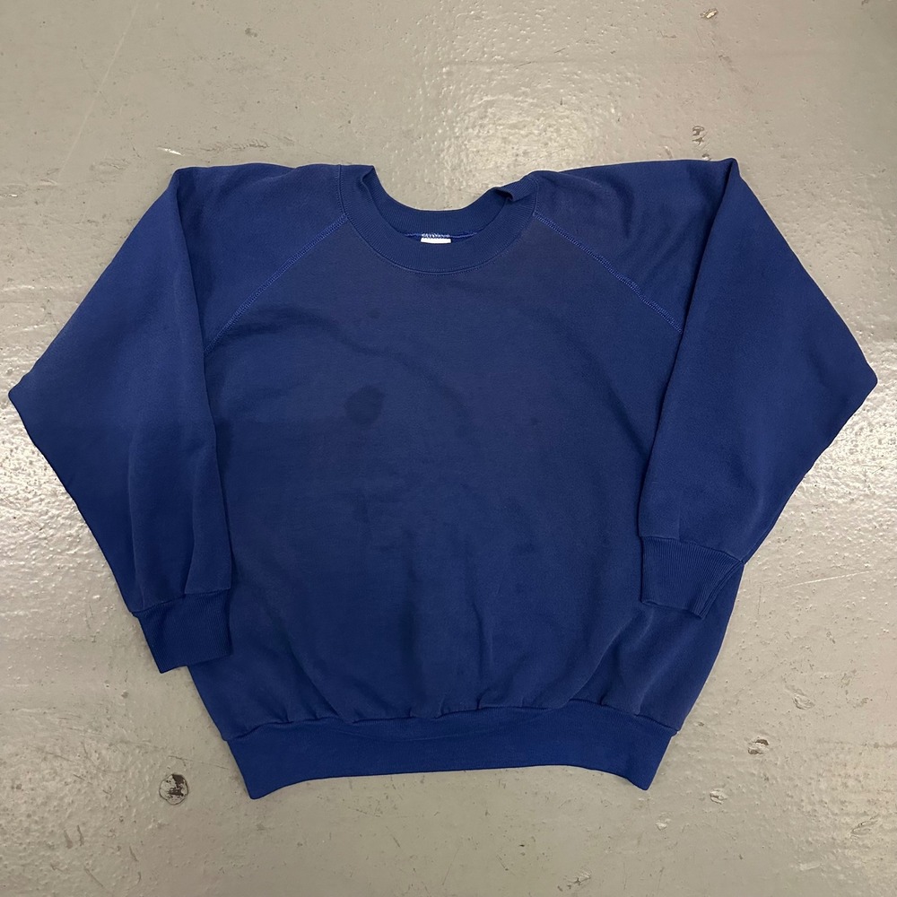 Vintage J.E. Morgan Mens Sweatshirt XL Blue Preowned Stains Made in USA Raglan